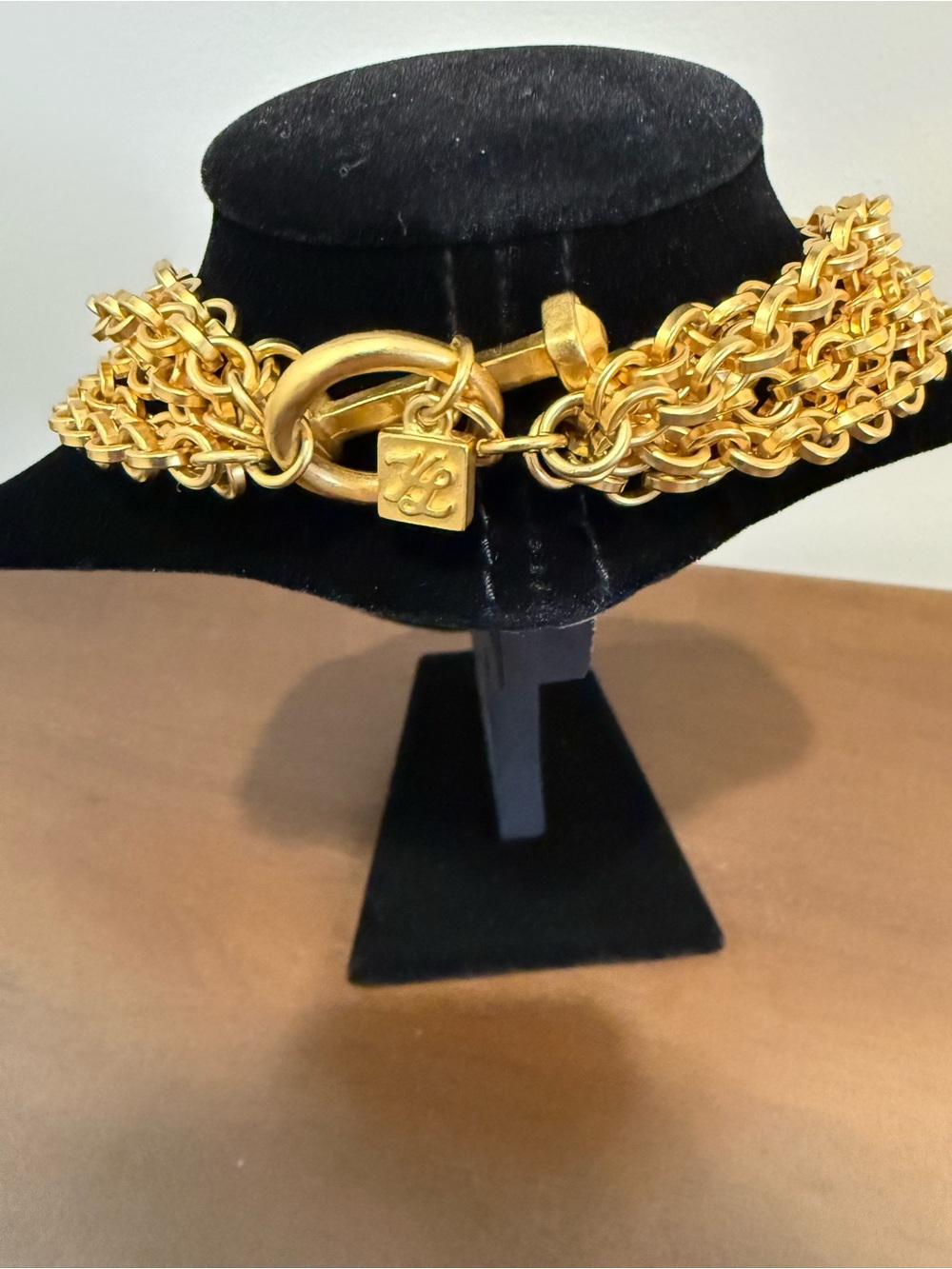 Vintage Karl Lagerfeld Multi-Strand Gold Tone Floral Motif Necklace. - Picture 2 of 4